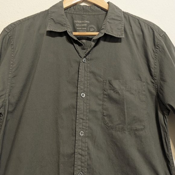 Outerknown Sea Shirt GREEN long sleeve 100% cotton button up SIZE Medium - Picture 2 of 5